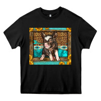 Black Western Cute Pig Heavy Core Tee - LillyAllenDesigns
