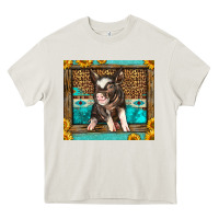 Cream Western Cute Pig Heavy Core Tee - LillyAllenDesigns
