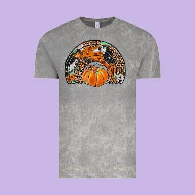 Western Pumpkin Fall Rainbow Vintage Tee Designed By Jahusdesignshop
