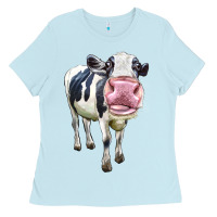 Baby Blue Cute Holstein Ladies Tee - LillyAllenDesigns