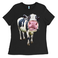 Black Cute Holstein Ladies Tee - LillyAllenDesigns