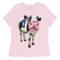 Bubblegum Pink Cute Holstein Ladies Tee - LillyAllenDesigns