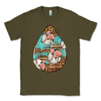 Army Green american football and western roses teardrop Classic Tee - BundleAndBundleShop