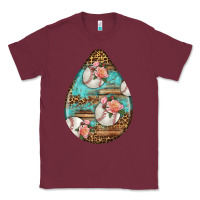 Burgundy american football and western roses teardrop Classic Tee - BundleAndBundleShop