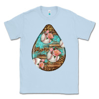 Dusty Blue american football and western roses teardrop Classic Tee - BundleAndBundleShop