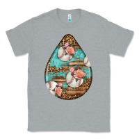 Heather Grey american football and western roses teardrop Classic Tee - BundleAndBundleShop