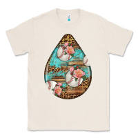 Natural american football and western roses teardrop Classic Tee - BundleAndBundleShop