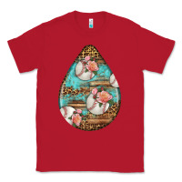 Red american football and western roses teardrop Classic Tee - BundleAndBundleShop