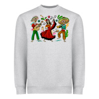 Heather Grey Mexican Skeletons Heavyweight Sweatshirt - texasbilliewilder