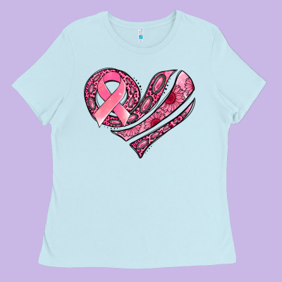 Breast Cancer Awareness Heart Ladies Tee Designed By Jasminsmagicworld