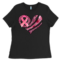 Black breast cancer awareness heart Ladies Tee - Jasminsmagicworld