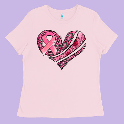 Breast Cancer Awareness Heart Ladies Tee Designed By Jasminsmagicworld