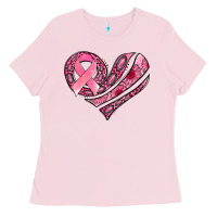 Bubblegum Pink breast cancer awareness heart Ladies Tee - Jasminsmagicworld