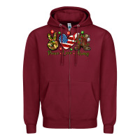 Burgundy Peace Love Army Christmas 4th of july Zipper Hoodie - HowdyJamesFarm