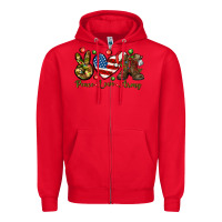 Red Peace Love Army Christmas 4th of july Zipper Hoodie - HowdyJamesFarm