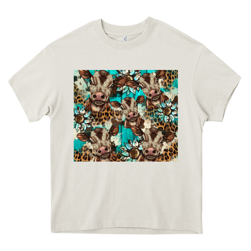 Western Cowhide Sunflower Baby Cow Heavy Core Tee by BarkalooDesign | Teevron