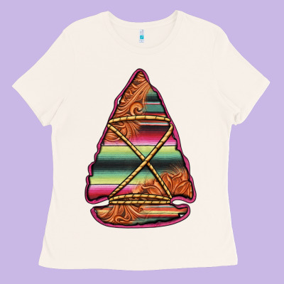 Serape Tooled Leather Arrowhead Ladies Tee Designed By Jasminsmagicworld