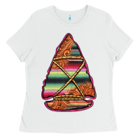White serape tooled leather arrowhead Ladies Tee - Jasminsmagicworld