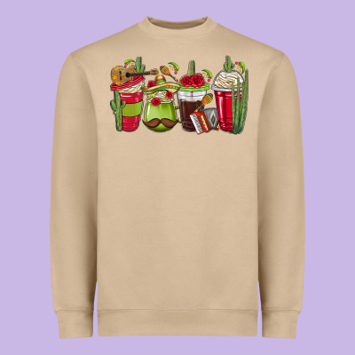 Mexico Coffee Cups Heavyweight Sweatshirt Designed By Texasbilliewilder