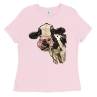 Bubblegum Pink Cute Holstein Heifer Ladies Tee - LillyAllenDesigns
