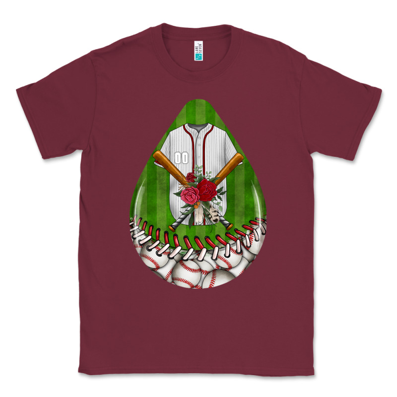 Baseball And Western Roses Teardrop  2 Classic Tee by BundleAndBundleShop | Teevron