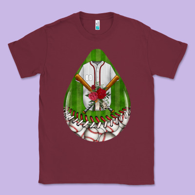 Baseball And Western Roses Teardrop  2 Classic Tee Designed By Bundleandbundleshop