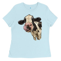Baby Blue Cute Holstein Heifer Ladies Tee - LillyAllenDesigns