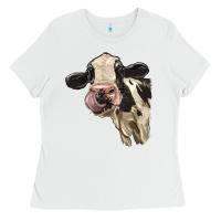 White Cute Holstein Heifer Ladies Tee - LillyAllenDesigns