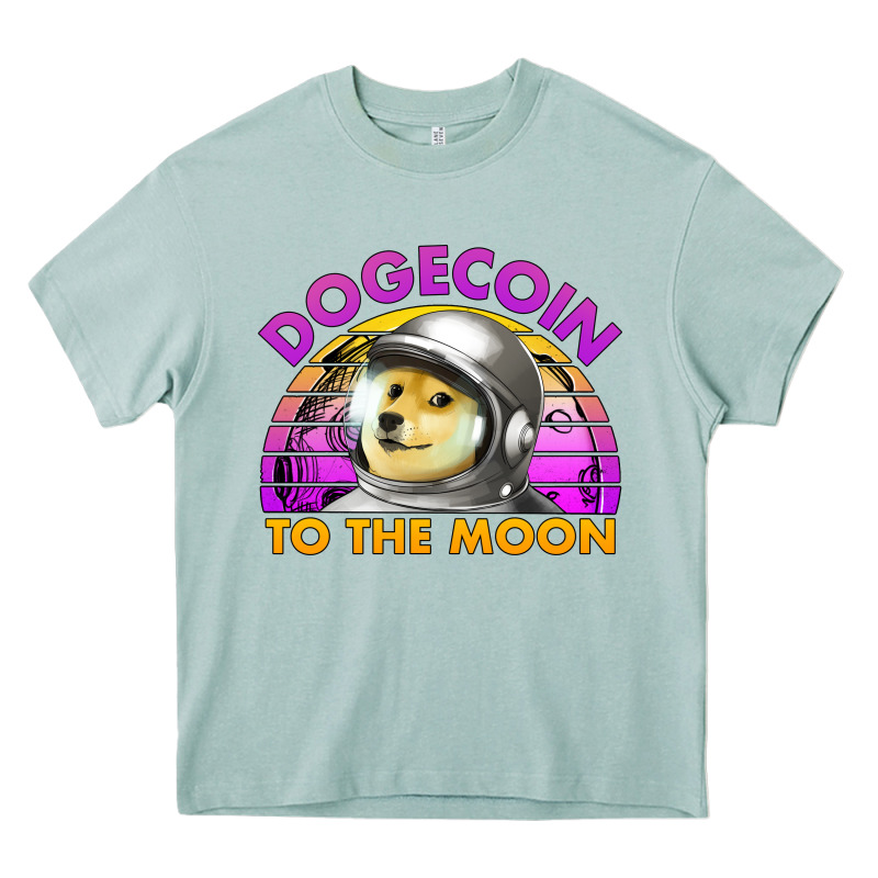 Doge Coin To The Moon 80's Retro Sunset Heavy Core Tee by Jasminsmagicworld | Teevron