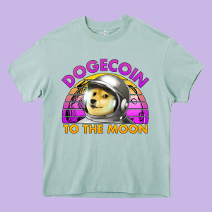 Doge Coin To The Moon 80's Retro Sunset Heavy Core Tee Designed By Jasminsmagicworld