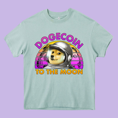 Doge Coin To The Moon 80's Retro Sunset Heavy Core Tee Designed By Jasminsmagicworld