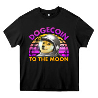Black doge coin to the moon 80's retro sunset Heavy Core Tee - Jasminsmagicworld