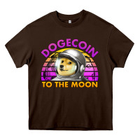 Chocolate Brown doge coin to the moon 80's retro sunset Heavy Core Tee - Jasminsmagicworld
