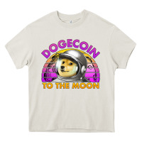 Cream doge coin to the moon 80's retro sunset Heavy Core Tee - Jasminsmagicworld