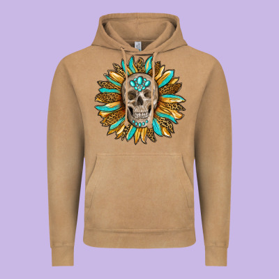 Sunflower With Skull Vintage Hoodie Designed By Ranaportraitstore