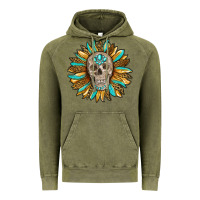 Vintage Olive sunflower with skull Vintage Hoodie - RanaPortraitStore