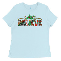 Baby Blue believe santa claus christmas Ladies Tee - Jasminsmagicworld