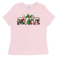 Bubblegum Pink believe santa claus christmas Ladies Tee - Jasminsmagicworld