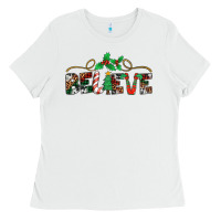 White believe santa claus christmas Ladies Tee - Jasminsmagicworld
