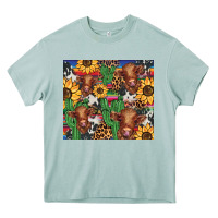Western Cactus Sunflower Highlands Cow Heavy Core Tee | Teevron