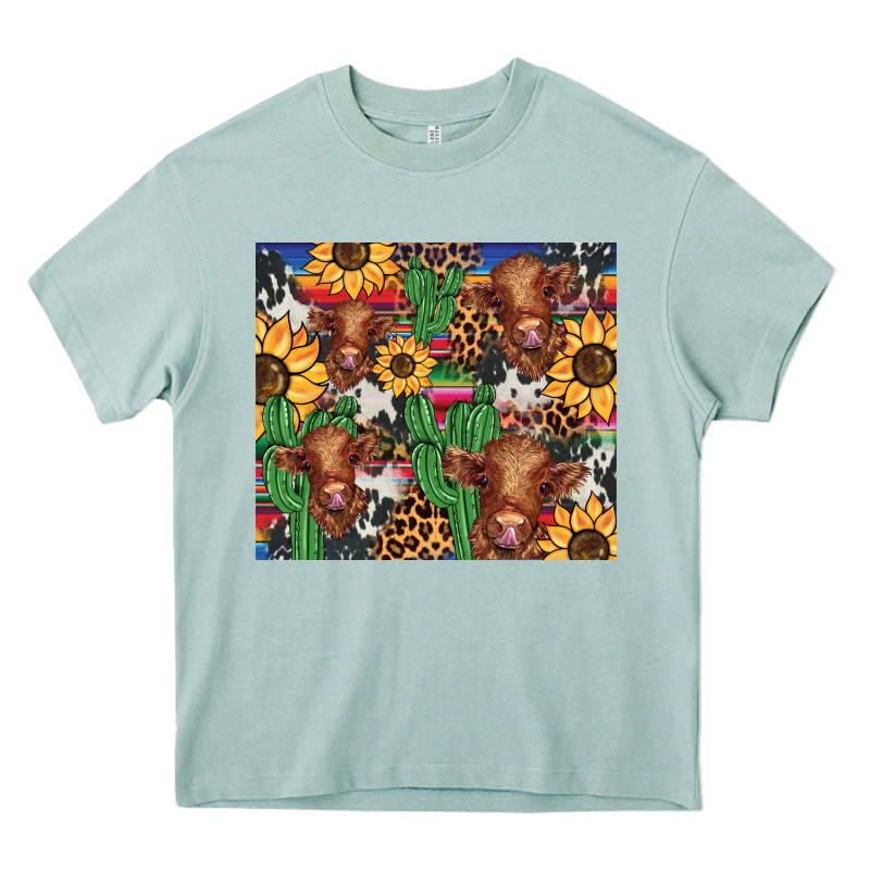 Western Cactus Sunflower Highlands Cow Heavy Core Tee by BarkalooDesign | Teevron