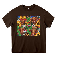 Chocolate Brown western cactus sunflower highlands cow Heavy Core Tee - BarkalooDesign