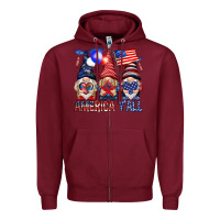 Burgundy America y'all with gnomies Zipper Hoodie - HowdyJamesFarm