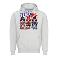 Dove Grey America y'all with gnomies Zipper Hoodie - HowdyJamesFarm