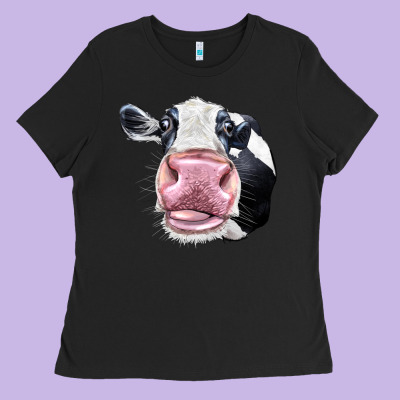 Cute Holstein Face Ladies Tee Designed By Lillyallendesigns