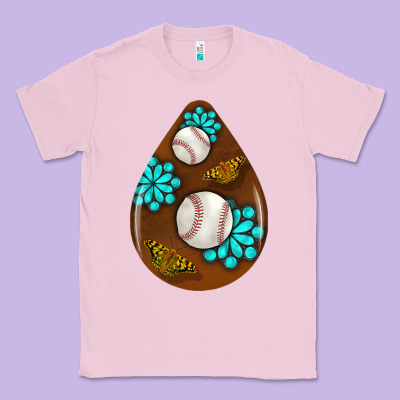 Baseball And Western Roses Teardrop  1 Classic Tee Designed By Bundleandbundleshop