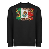 Black Mexican Flag with Leopard Heavyweight Sweatshirt - texasbilliewilder