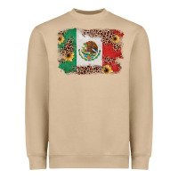Mushroom Mexican Flag with Leopard Heavyweight Sweatshirt - texasbilliewilder