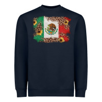 Navy Mexican Flag with Leopard Heavyweight Sweatshirt - texasbilliewilder