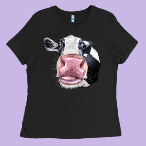 Cute Holstein Face Ladies Tee Designed By Lillyallendesigns